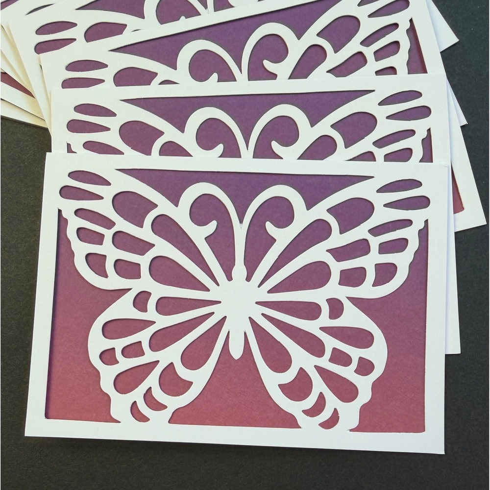 Punch Studio Laser Cut Butterfly Note Cards 9ct Purple Pink Ombre Stationery